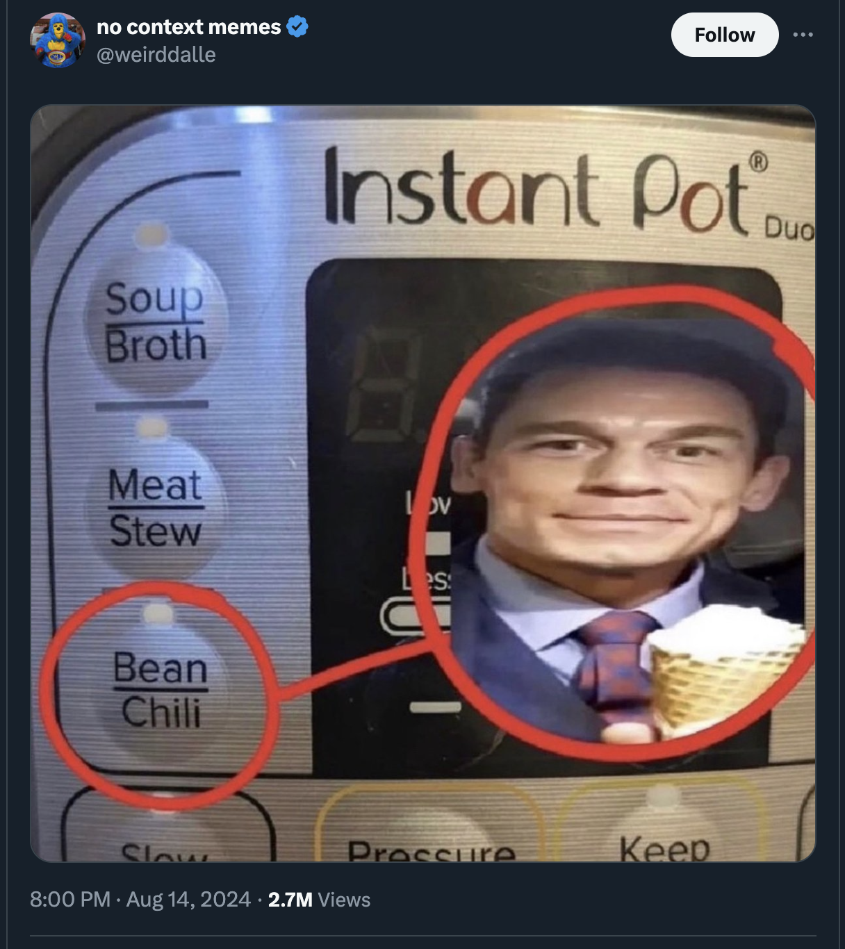 instant pot bean chili meme - no context memes Soup Broth Instant Potu Meat Stew Bean Chili Slow Dv s Pressure Keep 2.7M Views